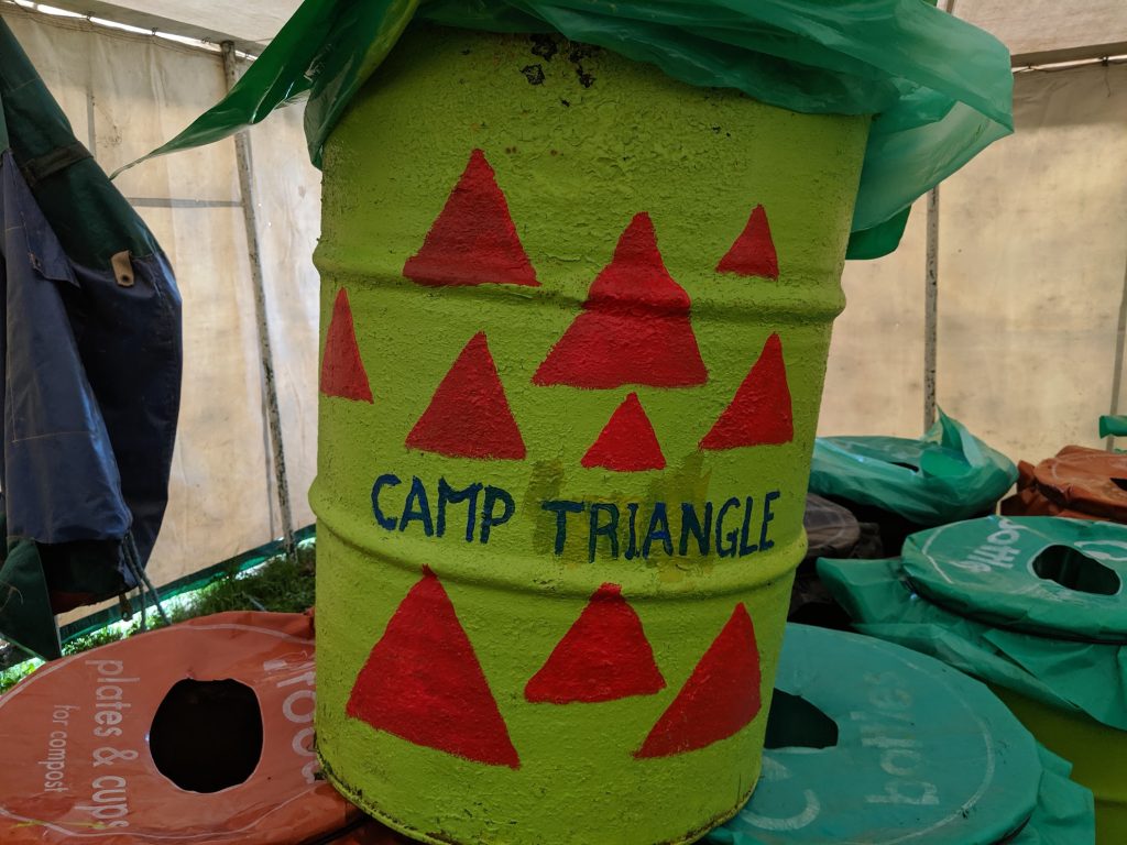 glastonbury charity bins 2019 camp triangle