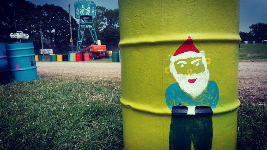 glastonbury charity bins 2016 Ilson Gnome