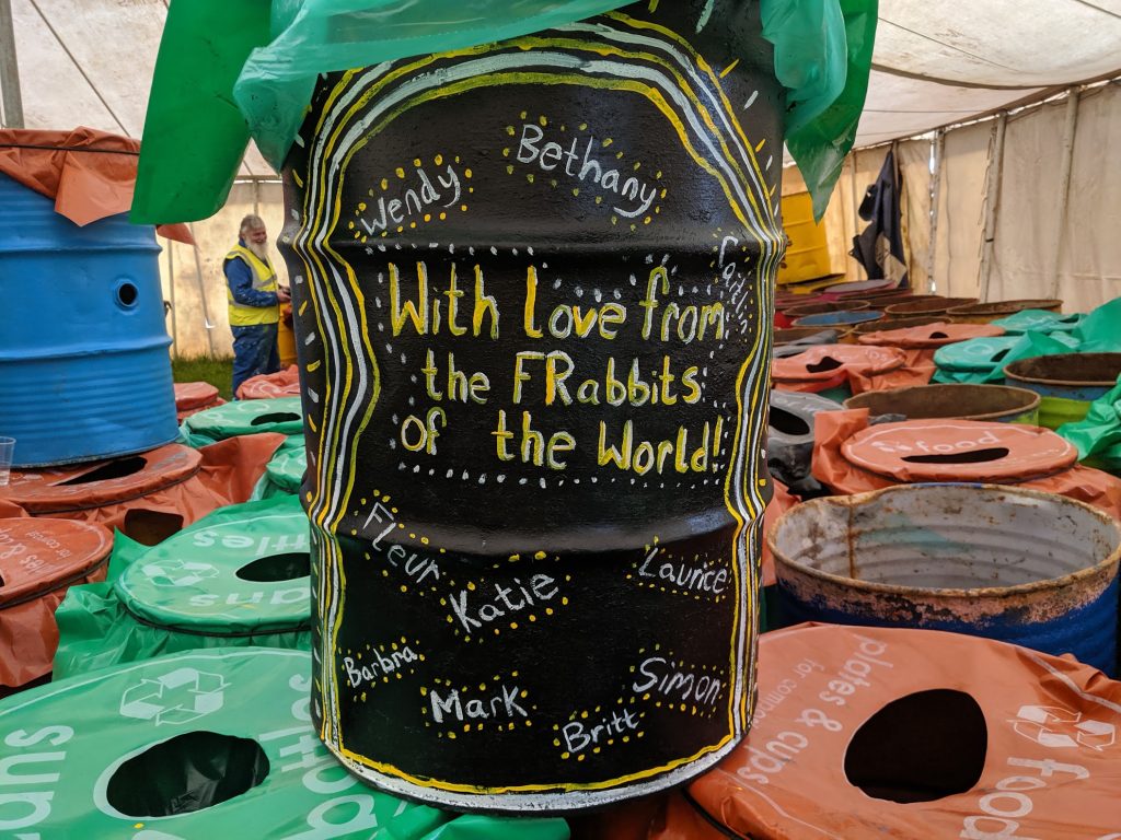 glastonbury charity bins 2019 frabbits