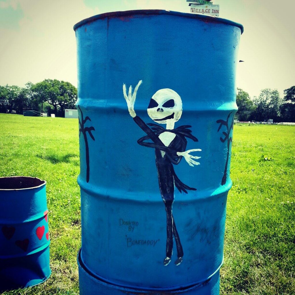 glastonbury charity bins 2014 jack skellington bonedaddy nightmare before christmas