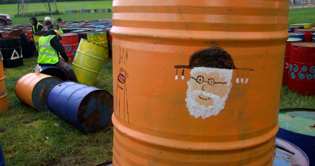 glastonbury charity bins 2011 rolf harris